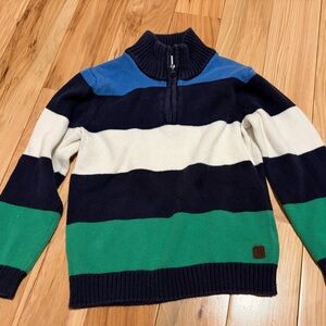 Janie and Jack kids half Zip-Up Sweater - Navy, Cream, Green